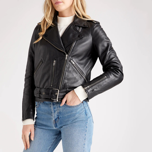Customizable 2025 Custom Breathable Women's Jacket Full Sleeve Solid Leather With Cotton Filling and Hole Decoration for Ladies - Product Image 2