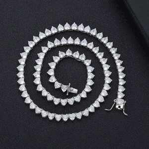 Collar de tenis de plata 925 con moissanita y circonitas, joyería hip hop con forma de corazón, cadena de tenis hip hop para mujer - Product Image 2