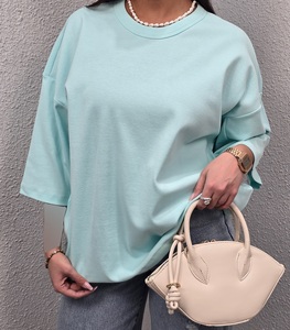 เสื้อยืดโอเวอร์ไซส์ใส่ได้ทั้งชายและหญิงคอกลมผ้าฝ้าย100% มีการพิมพ์สีสันสดใสรูปแบบของแข็ง - Product Image 3
