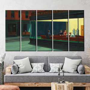 ผ้าใบพิมพ์ลาย: โปสเตอร์ร้านอาหารไนท์ฮอว์กส์, งานศิลปะแนว Urban Isolation, 5P: ห่อหุ้มแบบแกลเลอรี - Product Image 1