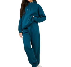 Top Set Relaxed Fit Dos piezas 100% Algodón Pullover Chándal Transpirable Suave Fleece Liso Teñido Patrón sólido a precio barato - Product Image 1