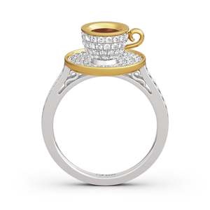 แหวนแฟชั่นเงินสเตอร์ลิงรูปถ้วยกาแฟยามบ่ายแสนโรแมนติกจากเจลิยา - Product Image 1
