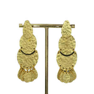 Boucles d'oreilles en laiton fabriquées à la main, exquises, pour un usage quotidien, pour femmes, et boucles d'oreilles longues multicolores martelées, tendance. - Product Image 5