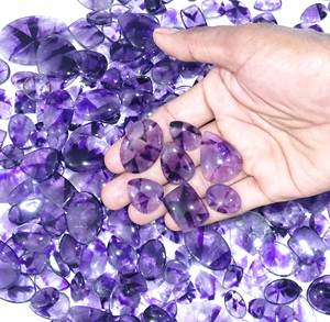 อเมทิสต์สีม่วงธรรมชาติ Cabochon อัญมณีหลวมคุณภาพสูง 100% อเมทิสต์สีม่วงธรรมชาติเรียบแบนกลับอัญมณีหลวม - Product Image 3