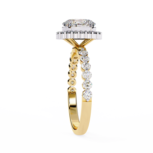 Bague en diamant de laboratoire certifié IGI de 1 carat, or rose, halo, bijoux de fiançailles, bague de mariage de luxe avec pierres latérales - Product Image 4