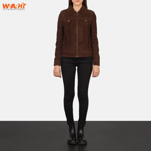 Premium femmes véritable daim Bomber veste décontracté hiver vêtements d'extérieur Smart Street Style chaud Slim Fit doux toucher solide uni teint - Product Image 6