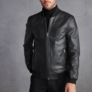 Custom Made Leather Bomber Jacket With Logo Embroidery Printing Mens Womens Winter Outerwear Streetwear Supplier - Product Image 2