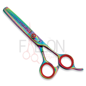Ciseaux professionnels de coiffure Rainbow en acier inoxydable pour effiler les cheveux, ciseaux de barbier pour salon, logo personnalisé - Product Image 1
