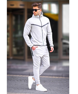 Nouveauté 2025, survêtement en molleton polyester respirant de haute qualité, 2 pièces, logo personnalisé, survêtement de jogging, veste zippée, survêtement - Product Image 3