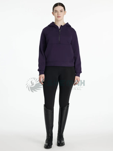 Sudadera con capucha para montar a caballo para mujer con cremallera frontal, diseño ligero transpirable para entrenamiento ecuestre y última ropa estable - Product Image 3