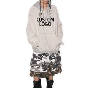 Sudadera con capucha para hombre otoño forrado algodón pesado puntada de contraste externo inverso desgastado con logotipo bordado personalizado - Product Image 1