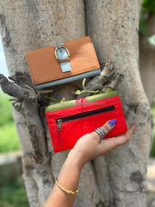 Nuevo bolso de mano de cuero de Color arcoíris reciclado hecho a mano Real para mujer, monedero multiusos de Color rechoncho elegante, tarjetero ATM, carteras de moda - Product Image 5