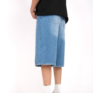 Pantalones cortos vaqueros holgados para hombres y mujeres, cintura alta, pantalones vaqueros desgastados o lisos, logotipo personalizado OEM, trabajo atlético de fitness de verano - Product Image 2