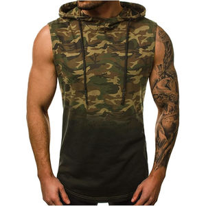 Vente chaude hommes entraînement Gym Hoodies personnalisé décontracté impression sans manches débardeurs séchage rapide entraînement sportif musculation coupe Muscle - Product Image 1