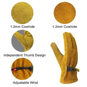 ถุงมือเชื่อมอาร์คอุตสาหกรรมถุงมือหนังหนาจับปาล์มทนความร้อนใช้ในการก่อสร้าง - Product Image 3