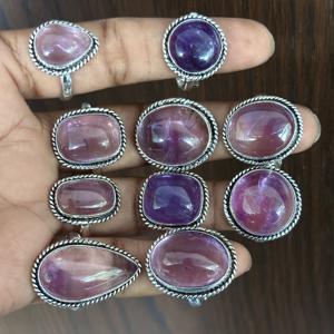 แหวนพลอยอะมีทิสต์ทรงลูกแพร์หลากหลายรูปทรง งานแฮนด์เมดขายส่ง ชุบทองคำขาว 925 ดีไซน์ทันสมัย - Product Image 3