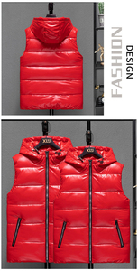 Latest Fashionable Unisex Padded Sleeveless Bubble <b>Vests</b> Solid Red 100% Nylon Zipper Pockets Customize Logo Shinny Puffer <b>Vests</b> - Product Image 2