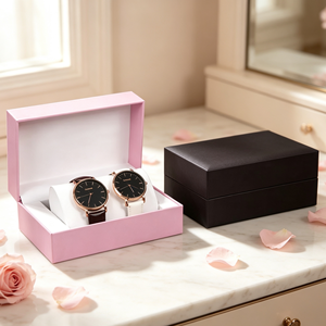 Boîte cadeau pour montre en cuir PU carré, impression personnalisée, étanche, emballage pour montre, caixa para relógios - Product Image 1