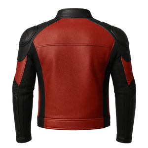 Veste d'équitation de moto en cuir véritable pour hommes Veste de moto en cuir à empiècements noirs et rouges pour course sur piste blindée CE Veste de moto en cuir pour hommes - Product Image 6