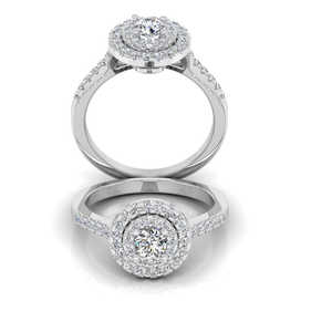 Bague de fiançailles en moissanite ronde brillante petite taille avec double halo, alliance élégante et luxueuse pour elle - Product Image 6