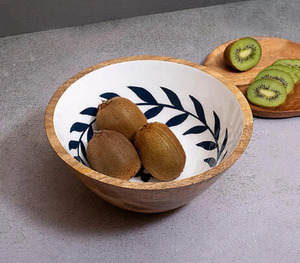 Premium Quality <b>Wooden</b> Round Serving Bowl Enamel Sticker Medium Size Decorative and Dinnerware <b>Bow</b> Handmade in Bulk - Product Image 6