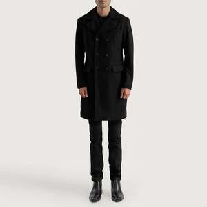 Manteau d'hiver pour homme en laine à double boutonnage avec capuche et design tricoté - Product Image 3