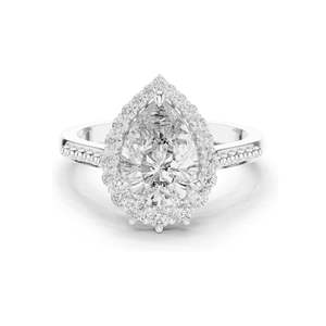 Anillo de Compromiso con Halo de Diamantes de Laboratorio con Corte Pera de 2.14 CT para Mujer, Claridad VVS-VS EF, Oro de 18K, 14K, 10K y Plata 925, Color Rosa - Product Image 3