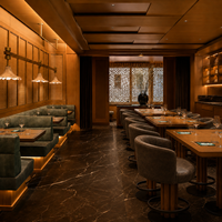 Ensemble de mobilier de cafétéria : table à manger, banquette en U pour restaurant, banquette d'angle, canapé lounge en cuir pour café