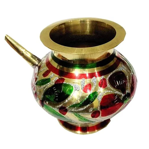 Lota en laiton pur vintage de haute qualité avec peinture rouge et verte et finition polie pour une utilisation en cuisine, lota en laiton arabe antique - Product Image 5