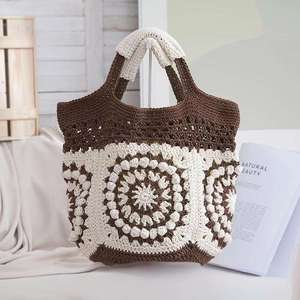 Bolso de hombro de ganchillo de alta gama para mujer, de tela de algodón y paja, suave, de gran capacidad, con forro, para playa - Product Image 6