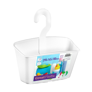 Multifunctional white basket with hanger (Plastic 5016) - Product Image 1
