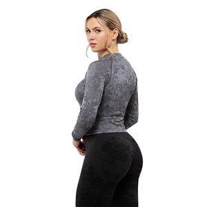 Camiseta Deportiva de Manga Larga para Mujer, Diseño Moderno, Lavado Ácido, Material de Poliéster y Algodón, Cuello Redondo, para Entrenamiento en el Gimnasio - Product Image 6