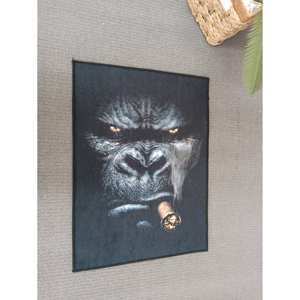 Alfombra con Estampado de Gorila - Diseño Clásico de Animales para Sala de Estar y Cuarto de Hombre, Alfombra de Chenilla - Product Image 1