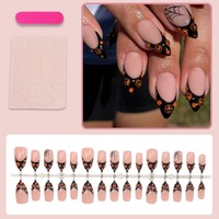 NBL-JX-218 Halloween 3D Pumpkin Spider Web Gothic Press on Nails Réutilisables Couverture Complète Faux Ongles 30PCS