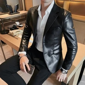 2024 Men's Casual Autumn Winter Brand Clothing Leather <b>Jackets</b> Male Slim Fit Fashion Casual Leather <b>Jackets</b> Man Coats S-3XL - Product Image 4
