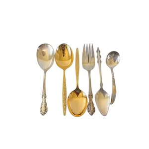 Juego de servidor de ensalada Chapado en plata con mango decorativo Cubiertos Cuchara Cubiertos Vajilla Mango decorativo Cubiertos de cocina modernos - Product Image 6