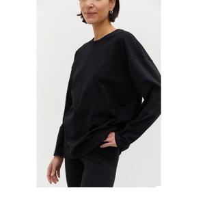 Camiseta informal de manga larga para mujer de punto de rizo ecológico Premium personalizada Color sólido ajuste holgado cálido asequible-Export BD - Product Image 4