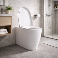 WC Céramique Moderne Compact à Poser au Sol Série Burano 50 Sans Cintre, Émail Haute Qualité Facile à Nettoyer, Gain de Place, Durable