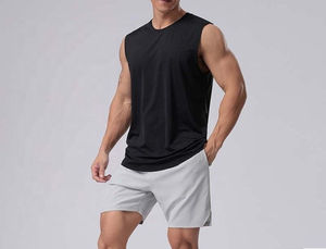 Camiseta sin mangas para hombre con logotipo, ropa de calle informal y ropa de gimnasio, espalda cruzada o estilos de tirantes disponibles - Product Image 4