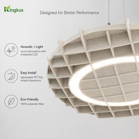 Panneau acoustique LED circulaire en feutre PET, absorbeur de son suspendu au plafond avec éclairage annulaire intégré pour bureau et hôtel