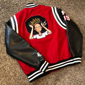 Veste universitaire confortable et solide de couleur personnalisée grande taille pour hommes Corps en laine de haute qualité Manches en cuir Veste universitaire pour hommes - Product Image 5