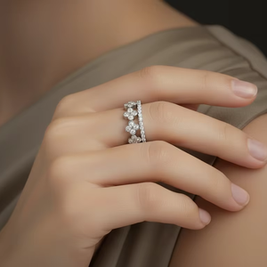 แหวนวงทอง 14K ประดับเพชรลายดอกไม้สำหรับผู้หญิง – เครื่องประดับดีไซน์ดอกไม้สุดหรูขายส่ง - Product Image 6