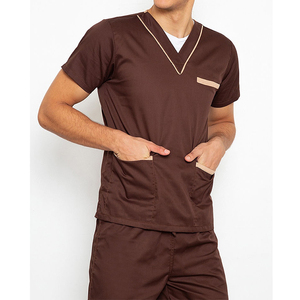 OEM personnalisé hôpital infirmière haute qualité unisexe peigné hôpital gommage ensembles gommage ensemble uniformes tissé soins infirmiers médicaux gommages - Product Image 4