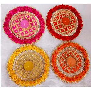 Portavelas de candelita redondo floral hecho a mano para decoración de Diwali, REGALOS FESTIVOS y acento de mesa elegante - Product Image 2