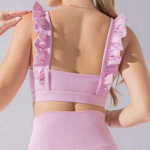 Sujetador Deportivo para Mujer con Escote Cuadrado Suave, Espalda Baja y Tirantes con Volantes, Fabricantes OEM Personalizados - Product Image 6
