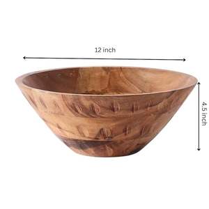 Bol à mélanger en bois sculpté de qualité supérieure pour cuisines, bol en bois naturel idéal pour les salades et les collations, pour la décoration de la maison et des restaurants - Product Image 2
