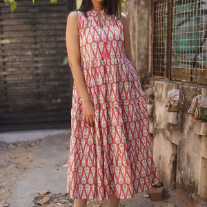 Robe d'été décontractée pour femme en coton avec imprimé floral chic Confort et style ultimes en rose pour le temps ensoleillé WCD14 - Product Image 1