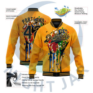 Veste universitaire matelassée à la mode pour hommes en laine de baseball avec logo personnalisé col montant manches en cuir nouvel état prix de gros - Product Image 2