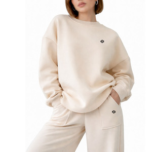 Sudadera Extra Grande de Felpa para Mujer y Pantalones Anchos, Diseño Liso o con Pedrería, Ropa Casual para Descansar, Venta al por Mayor - Product Image 4