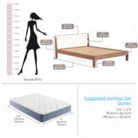 BLUEWUD Roverb Lit Queen Size en bois d'ingénierie sans boîte de rangement pour meubles de maison de chambre à coucher